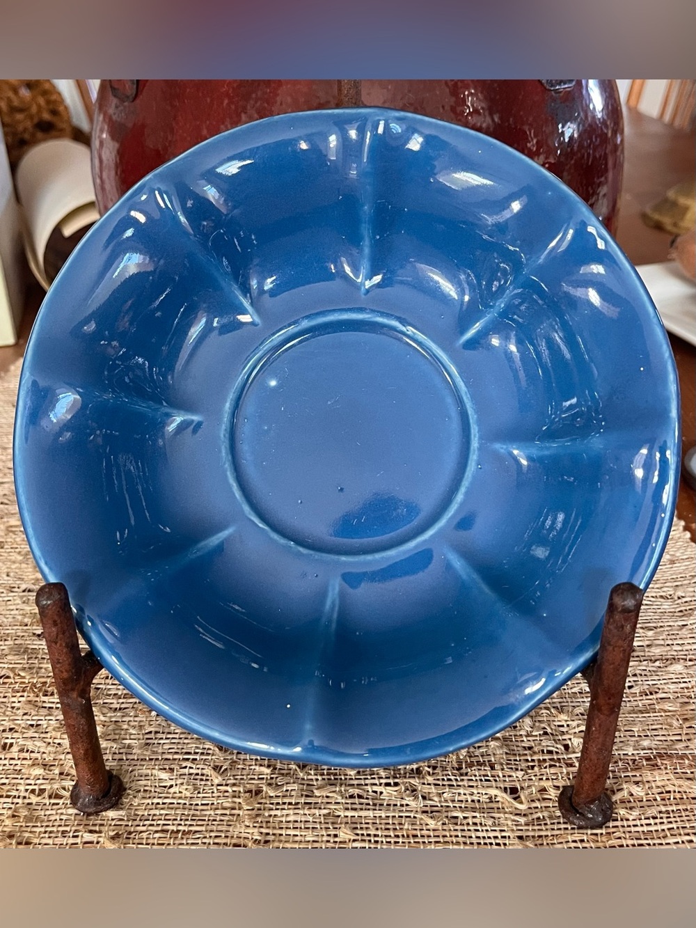 McCoy Blue Ceramic Bowl - Glossy Blue Home Dining Bowl